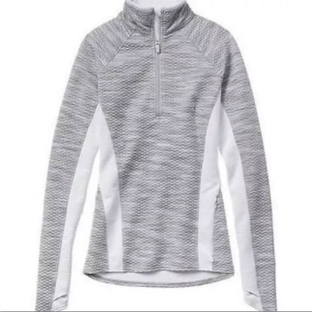 Athleta women’s grey and white half zip